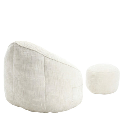 Sitzsack Sofa Stuhl für Erwachsene mit Fußstütze, Beige