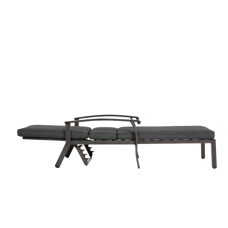 Lounge Patio Chair with Cotton Cushion, Adjustable Reclining Rust-Resistant Aluminum  Poolside Chaise Lounge Furniture, Waterproof Grey Cushion (1pc)