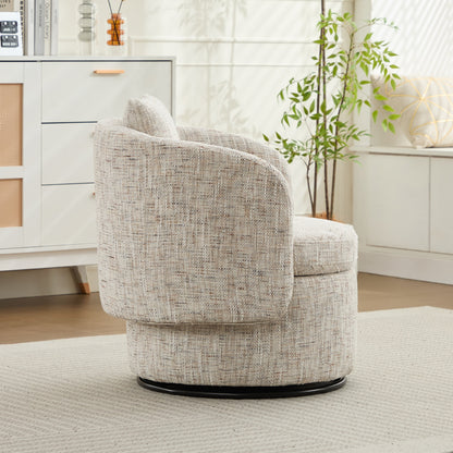 360° Drehsessel Chenille (Ivory) – Modern, Rund & Bequem für Leseecke, Wohnzimmer