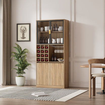 Badezimmerschrank,Spirituosenschrank,Vitrine Vitrinenschrank mit Glastüren und Beleuchtung 180 CM