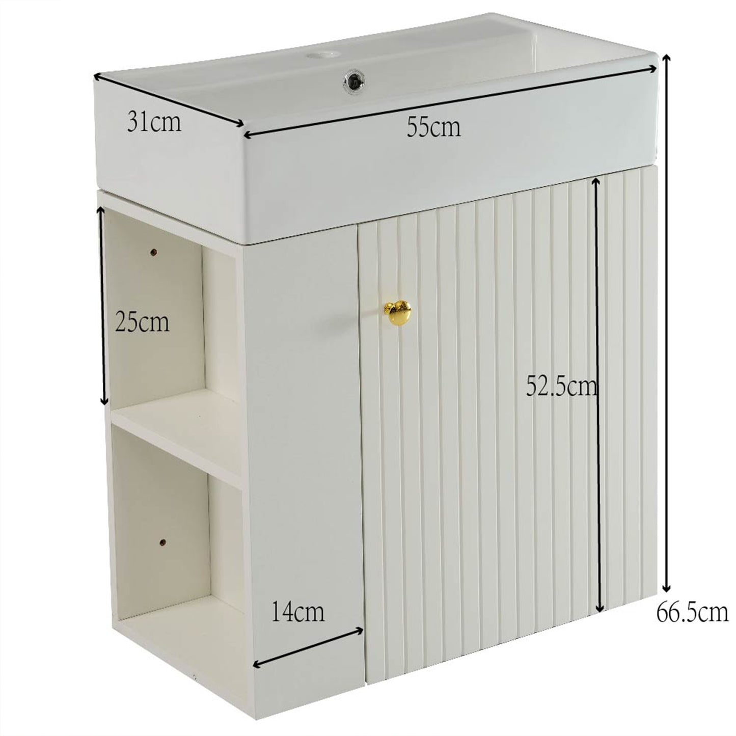 Waschbecken mit Waschtischunterschrank, Waschtischunterschrank , Waschtischunterschrank hängend hellgrau , Kleine Gästebad Möbel, White