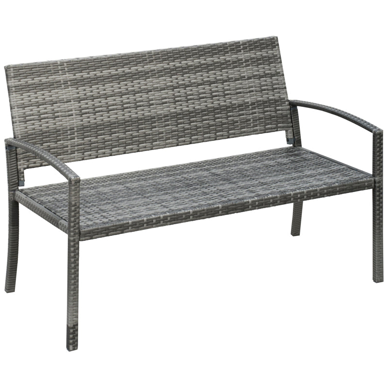 Gartenbank Rattan Optik Parkbank mit Stahlrahmen für 2 Personen Balkonbank bis 320 kg belastbar Grau Gartenmöbel