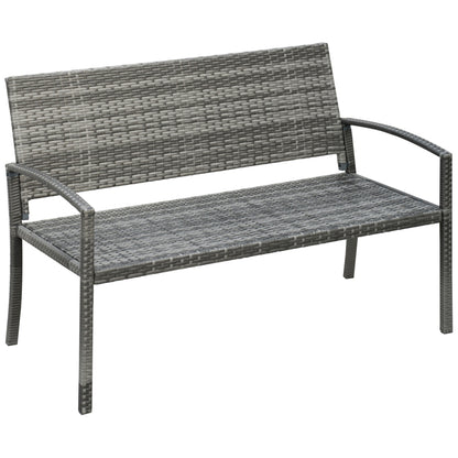 Gartenbank Rattan Optik Parkbank mit Stahlrahmen für 2 Personen Balkonbank bis 320 kg belastbar Grau Gartenmöbel