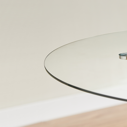 Esstisch Rund 90 cm Schwarz, Glastisch mit Gehärtetem Glas & Metallbeinen, Modernes Design