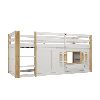 Mini-Etagenbett Weiß 90x200 cm, Kinderbett (110 cm hoch) aus Massivholz/MDF, Inkl. Lattenrost