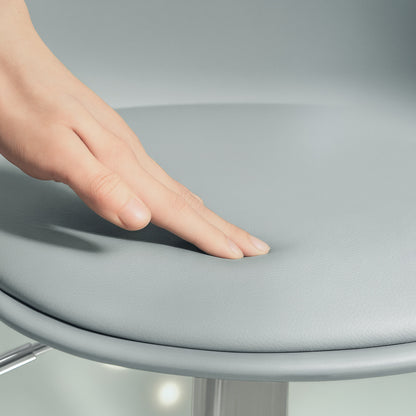 Barhocker 2er Set, Gepolstert Barstuhl mit Stahlgestell, Lehne, Höhenverstellbar Küchenstühle mit Fußstütze 360° Drehbar, Grau