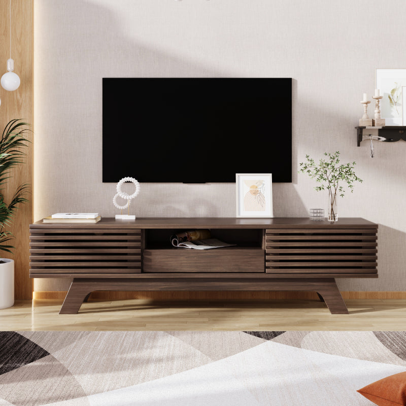 TV-Schrank mit einer Schublade und zwei Türen, TV-Möbel, TV-Panel, TV-Lowboard, TV-Schrank. Einzigartiges Design, Vintage-Holzfarbe.