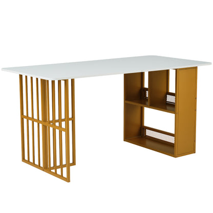 Essgruppe, (Set mit Esstisch, 6 Stühlen), Weiß und Gold