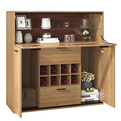 Sideboard, Eleganter Weinschrank mit Doppeltüren, Glasregal und Weinhalterung - Perfekte Aufbewahrung in einem stilvollen Sideboard