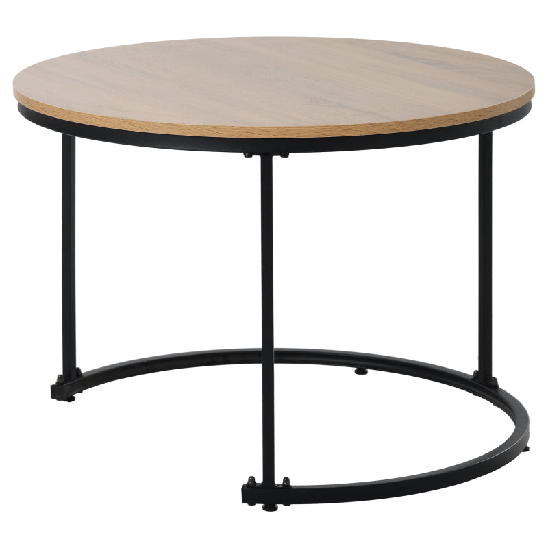 Runder Couchtisch 2er Set Satz Couchtisch Wohnzimmer Runder geschachtelter Beistelltisch 2 Runder Beistelltisch(Eiche)