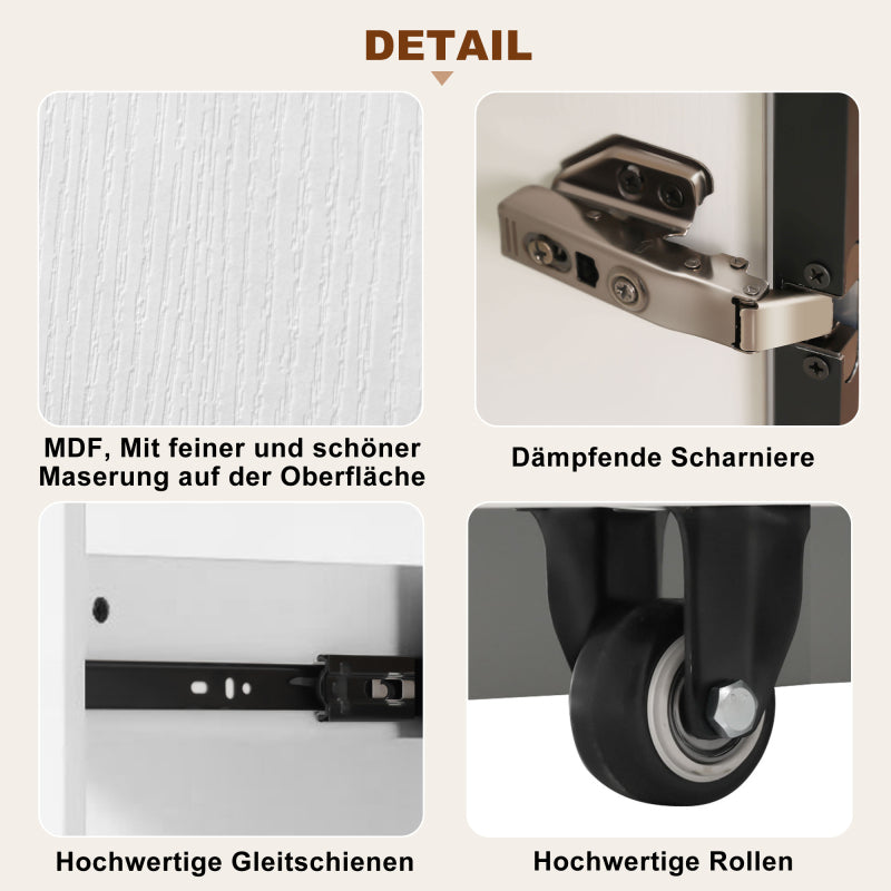 Multifunktionsschrank 160 cm hoch – Bücherregal und Vitrine mit Türen aus gehärtetem Glas, Türrahmen aus Aluminium, 1 Tür, 1 seitliche Schublade, mit Rollen und LED-Beleuchtung – Vitrine, Esszimmersch