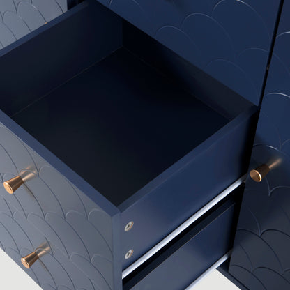 Kommode mit 2 Türen und 3 Schubladen, Verstellbare Ablage, für Wohnzimmer Schlafzimmer, Marineblau-H82/B120/T40 cm