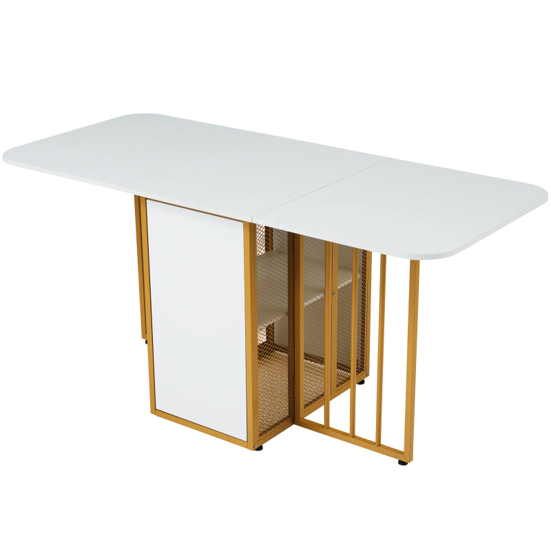 Essgruppe, (Set mit Esstisch, 6 Stühlen), Weiß und Gold