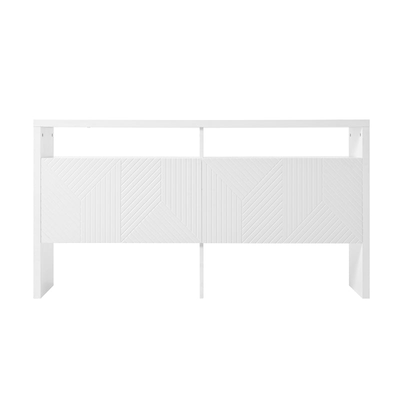 Kommode / Sideboard / Flurschrank mit 2 offenen Fächern und 4 Türen, Weiß