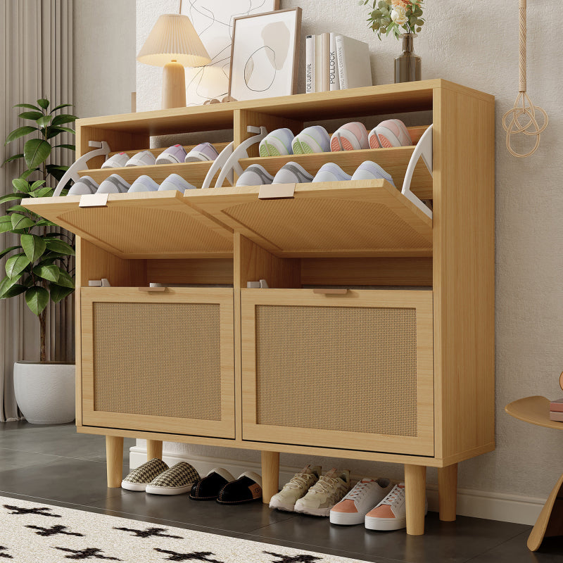 Schuhschrank mit 4 Klappschubladen, Schuhregal für Flur, Schlafzimmer, Wohnung,Holzmöbel, Landhausstil