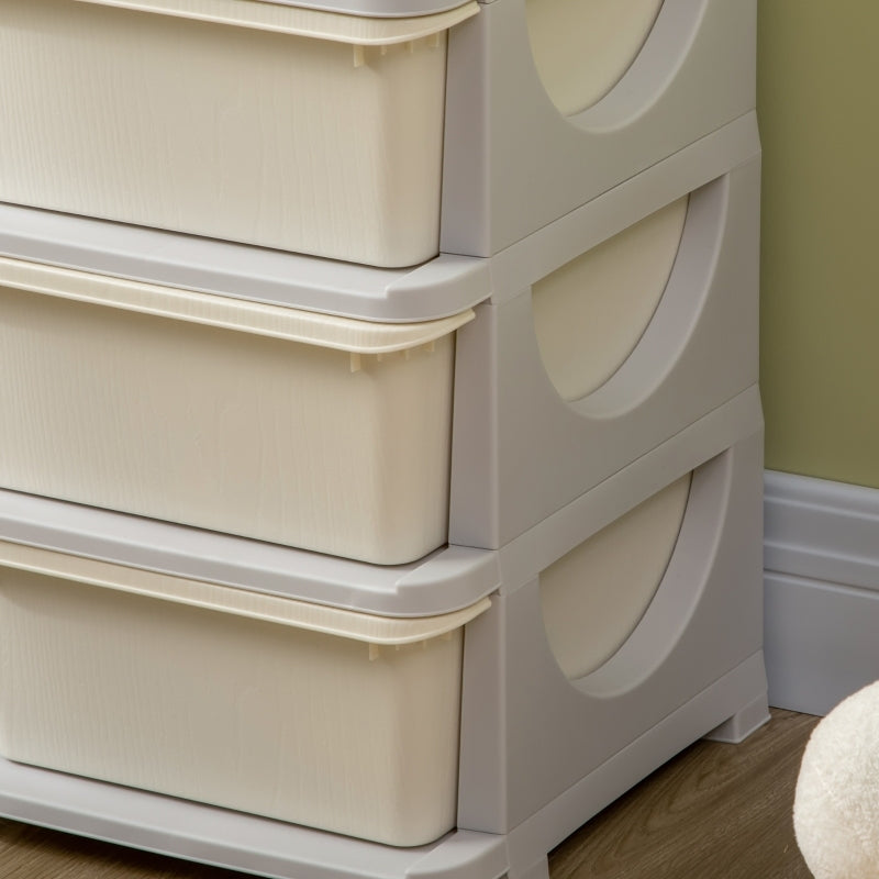 Aufbewahrungsbox Kunststoff, 6 Schubladen, Spielzeug Organizer, kleiner Schubladenschrank für Kinder, Cremeweiß