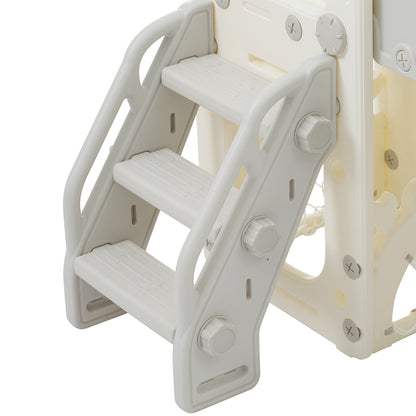 Kinderspielplatz-Set 8-in-1, Freistehendes Meerestier-Motiv-Set mit Rutsche, Bogentunnel, Basketballkorb und Teleskop, Doppelte Rutschen für Kleinkinder, Klettergerüst für Kinder