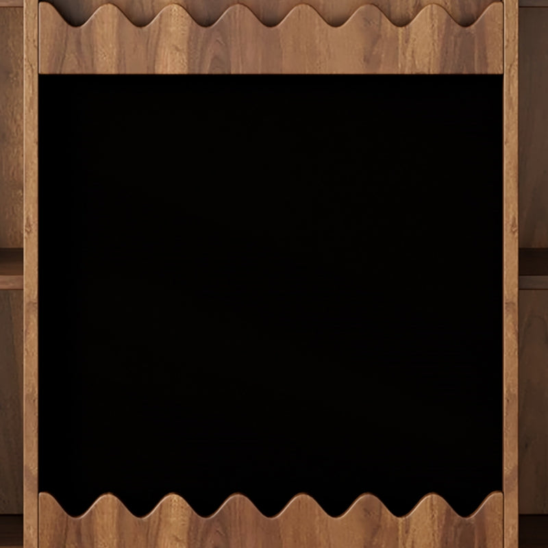 Bücherregal mit Tafel, Schiebetüren & Bilderbuch Ablage, Offenes 9-Fach Regal mit großem Stauraum, 120x38.5x151.5 cm, Nussbaumfarben