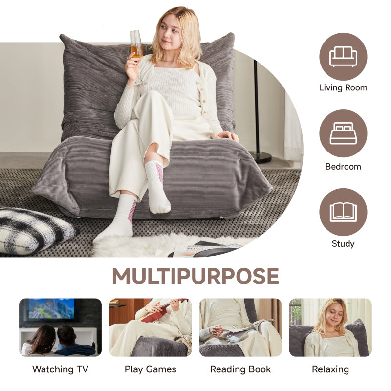 Moderne Sofas, Sitzsäcke für Erwachsene auf dem Bodensofa, Super Soft Memory Sponge Sofa, Togo Sofa Stuhl, Wohnzimmermöbel, Geeignet für Schlafzimmer, Balkon, Schlafsaal, Kaminstuhl (Dunkelgrau)