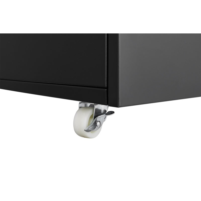 Metal Printer Stand with Storage Mobile Printer Tables for Small Spaces with Door Adjustable Shelf File Cabinet on Wheels for Home Office (Black)