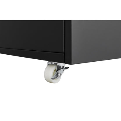 Metal Printer Stand with Storage Mobile Printer Tables for Small Spaces with Door Adjustable Shelf File Cabinet on Wheels for Home Office (Black)