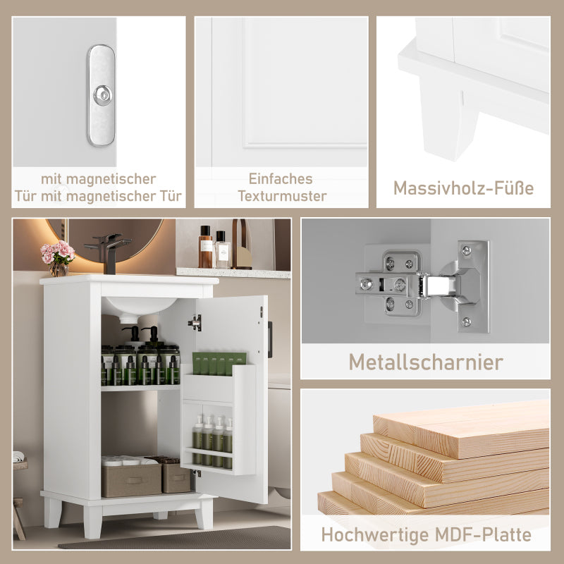 51x34x83cmBodenstehender Badezimmerschrank, Waschtisch, Waschtisch,komplett lackiert, Türregale, verstellbare Regale, integriertes Keramikwaschbecken, geeignet für kleine Räume, weiß