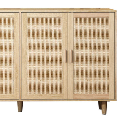158CM Elegant and Functional 4-Door Rattan Decorative Storage Cabinet,for Bedroom,Living Room,Office;158CM Eleganter und funktioneller 4-türiger Rattan Schrank für Schlafzimmer, Wohnzimm