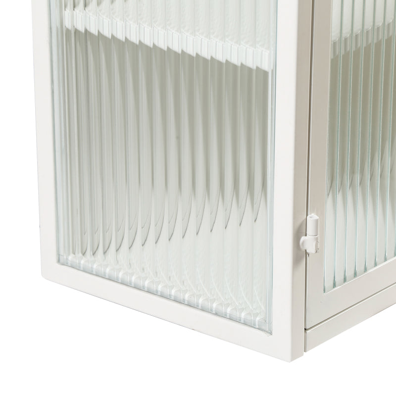 70CM Glastüren Moderner zweitüriger Wandschrank mit dreistufiger Lagerung für Eingangsbereich Wohnzimmer Badezimmer Esszimmer(White)