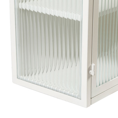 70CM Glastüren Moderner zweitüriger Wandschrank mit dreistufiger Lagerung für Eingangsbereich Wohnzimmer Badezimmer Esszimmer(White)