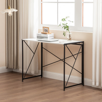 Klappbarer Schreibtisch 99x50cm – Computertisch Faltbar & Platzsparend in 8 Sek. Montiert, MDF Holzoptik für Home Office & Büro, Weiß