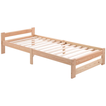 Solide Massivholzbett Futonbett Massivholz Natur Bett aus mit Kopfteil und Lattenrost , Natur (200x90cm)