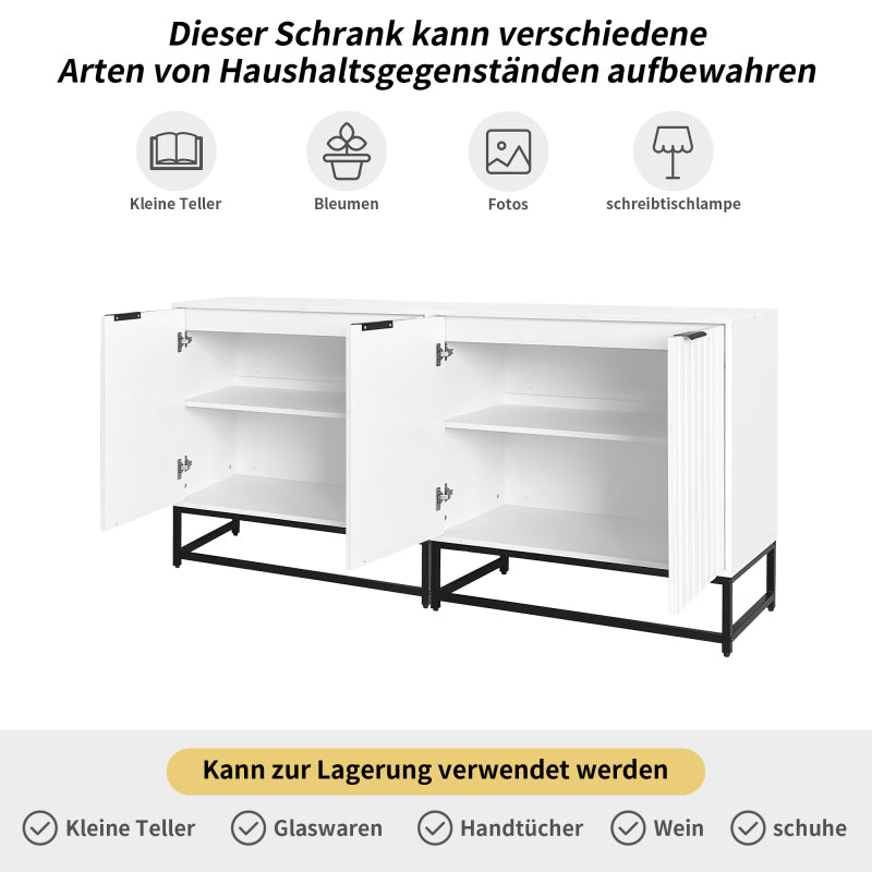 Moderne Sideboard Kommode mit 2 Türen in Vakuum-Formgebung, Standschrank Lagerung Schrank mit Metallgriffen und Rahmenbeinen, geeignet für Wohnzimmer, Flur und Esszimmer
