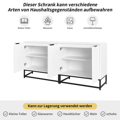 Moderne Sideboard Kommode mit 2 Türen in Vakuum-Formgebung, Standschrank Lagerung Schrank mit Metallgriffen und Rahmenbeinen, geeignet für Wohnzimmer, Flur und Esszimmer
