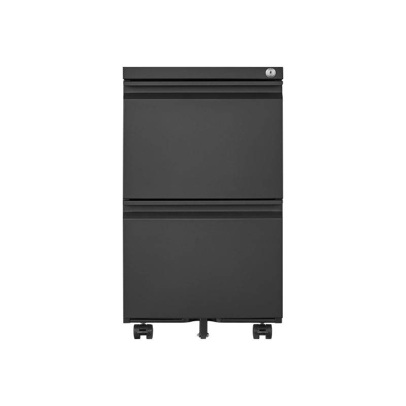 2 Drawer File Cabinet with Lock, Metal Under Desk Rolling Filing Cabinet fits Letter/Legal/A4 Size for Home Office, Mobile Filing Cabinet, Assemble Required, Black