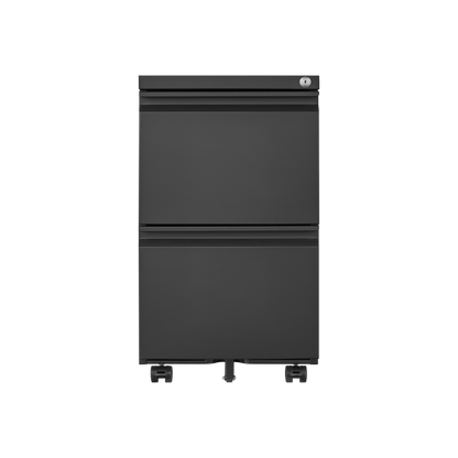 2 Drawer File Cabinet with Lock, Metal Under Desk Rolling Filing Cabinet fits Letter/Legal/A4 Size for Home Office, Mobile Filing Cabinet, Assemble Required, Black