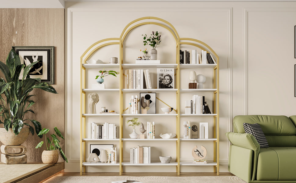 Regal im schlichten Stil, fünf Schichten Stauraum, einzigartige Wolkenform, einfach zu montieren und zu reinigen, Gold + Weiß