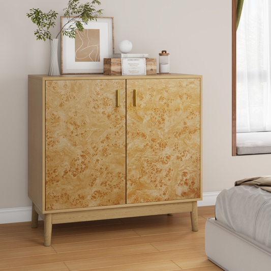 Buffetschrank im Landhausstil mit Massivholzbeinen & verstellbaren Regalen – Deko Schrank für Wohnzimmer, Flur & Eingangsbereich