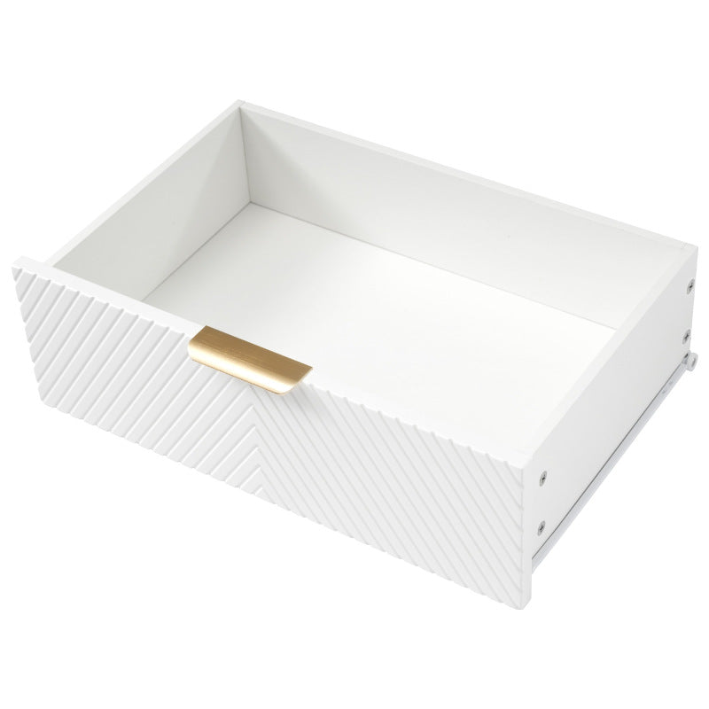 Kommode Sideboard aus Bernstein Glas, Kommode mit 6 Schubladen,Facheinteilung, kippsicher, Hochschrank für Schlafzimmer und alle Wohnräume, 120 x 40 x 76 cm, weiß