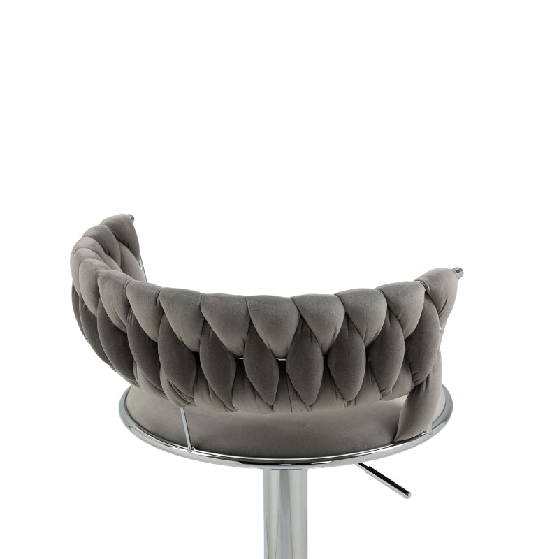COOLMORE 360 Grad drehbare Barhocker 2 Stück Set höhenverstellbare Stühle mit Fußstütze für Küche, Esszimmer, Insel, Bar, Weinkeller, Büro, Wohnzimmer, Wohnzimmer, Silber, Modern Style, High-End Style