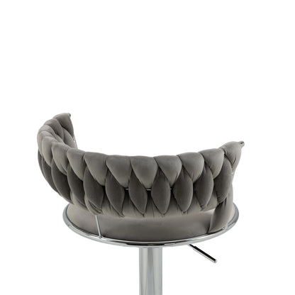 COOLMORE 360 Grad drehbare Barhocker 2 Stück Set höhenverstellbare Stühle mit Fußstütze für Küche, Esszimmer, Insel, Bar, Weinkeller, Büro, Wohnzimmer, Wohnzimmer, Silber, Modern Style, High-End Style