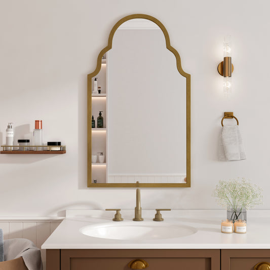 Rectangular Mirror, 61x101CM Bronze Rectangular Mirror, Wall Mirror Metal Frame, Bathroom Mirror for Wall, for Bathroom, Living Room, Bedroom Wall Decor