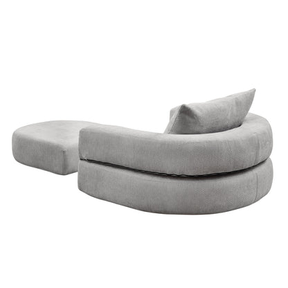 Modulares Sofa-Set Frottee (Terry Cloth), Sektionssofa Minimalistisch, Wohnzimmer Couchgarnitur, Umkehrbar, Light Grey