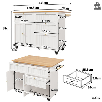 Moderne Kücheninsel, Küchenschrank, buffetschrank, Speisewagen mit Holzmaserung, buffetschrank, Multifunktionale Esstisch mit Speicherraum, Speisewagen mit Stretchfunktionsschränken, weiß