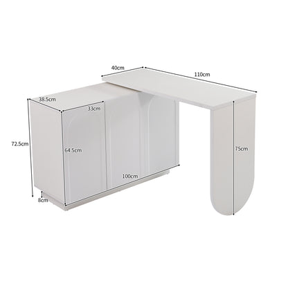 Schreibtisch, drehbarer L-förmiger Eck-Computertisch, Bürotisch, Frisiertisch, weiß 110 cm