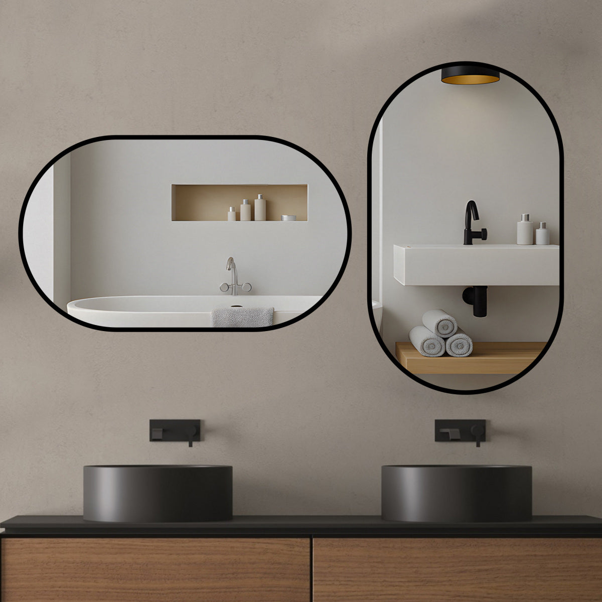 LED Badezimmerspiegel 50×80 cm – rahmenlos, Anti-Beschlag, explosionsgeschützt, vertikal/horizontal montierbar, moderner Wandspiegel mit Sicherheitsglas