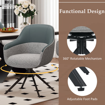 2 Drehbare Stühle mit Kunstleder-Stoff-Kombination, perfekt für Küche und Esszimmer, Grau