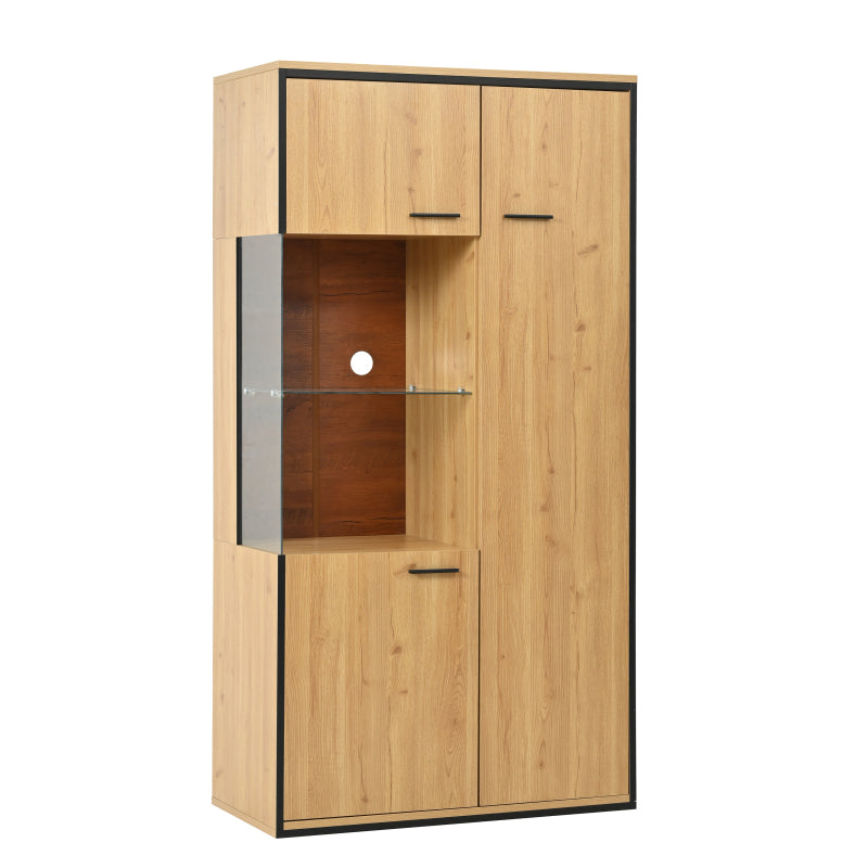Moderne Vitrine mit LED-Beleuchtung - 150Hcm - Glastür, Mehrzweckregale, 15 Farboptionen, Großer Stauraum, Glasboden, Schaukasten, Präsentationsmöbel, Schrank mit Beleuchtung,Möbel mit Glastür