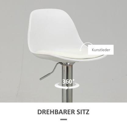 2er-Set Barhocker Drehstühle bis 120kg mit Lehne höhenverstellbar für Bartheke in Weiß