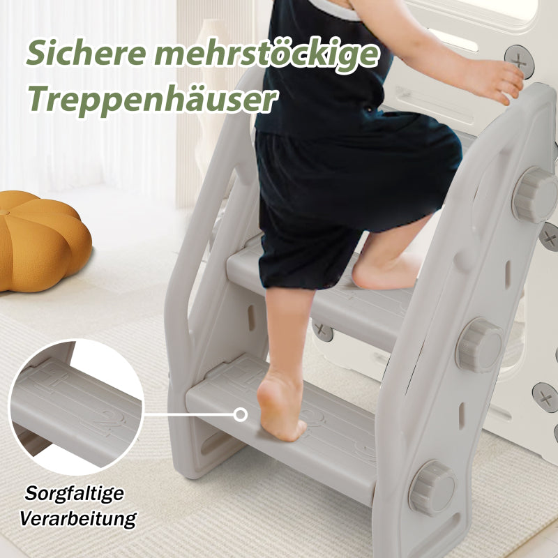 10 in 1 Kinderrutsche Kletterspielzeug, Multifunktionsrutsche Rutschen, freistehende Rutsche, Klettern, Bohrspiel, Stauraum, Spielkorridor, Basketballkorb, Lasso-Spiel, Reißbrett, Golfspiel, Teleskop.