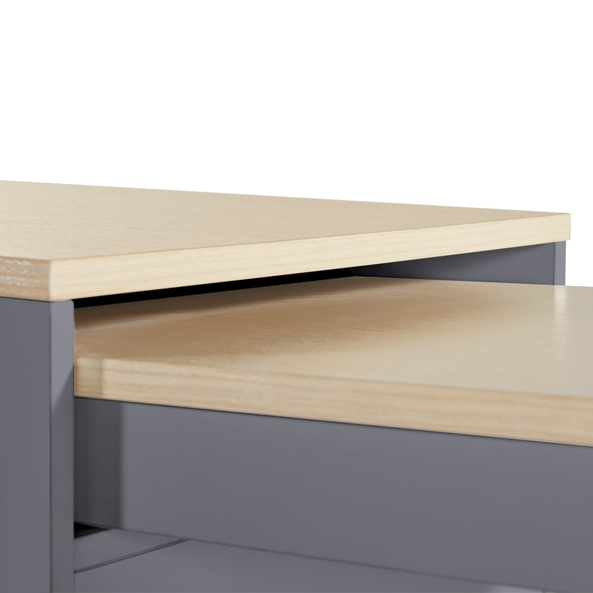 Ausziehbarer Bartisch 118-180cm, Stehtisch mit 6 Ablagefächern, Grau